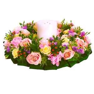 Pastel Wreath and Candle